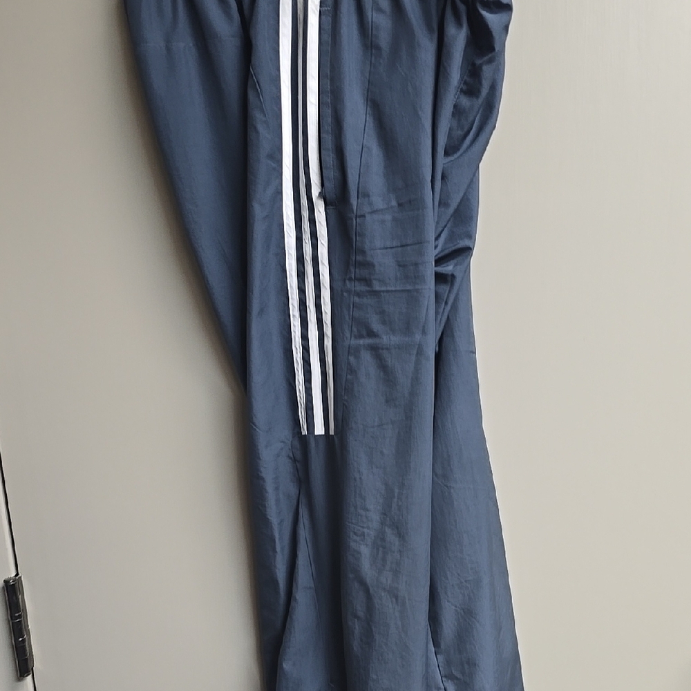 Adidas Blue and White Joggers with Signature Stripes